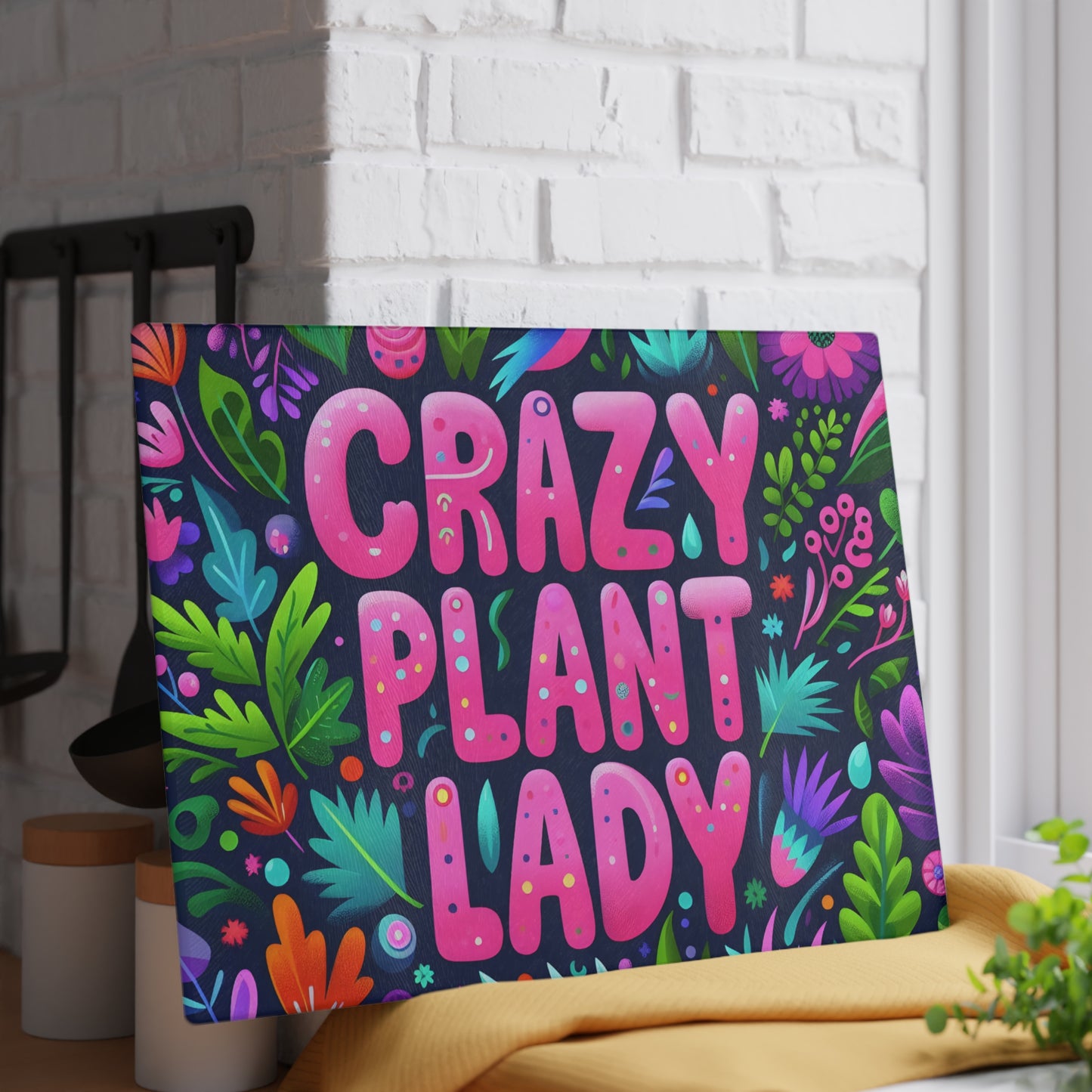 🌿 Crazy Plant Lady Cutting Board – Bold Style for Plant Lovers 🌸