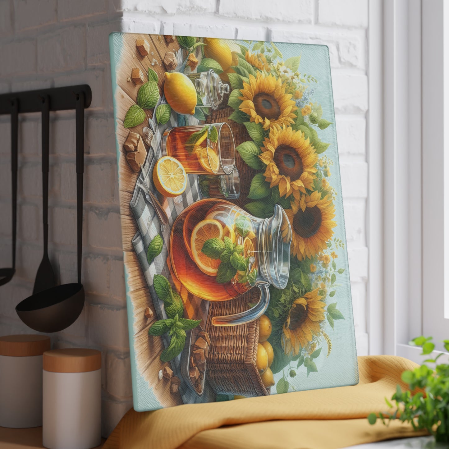 🍋 Sunflower Lemon Iced Tea Cutting Board – Summer Sips & Farmhouse Sunshine