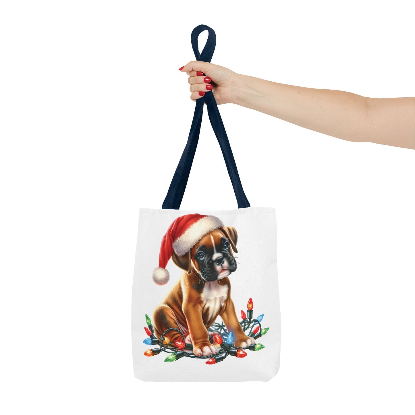 👜 Boxer Christmas Lights Tote Bag – Festive Charm for Dog Lovers 🎄