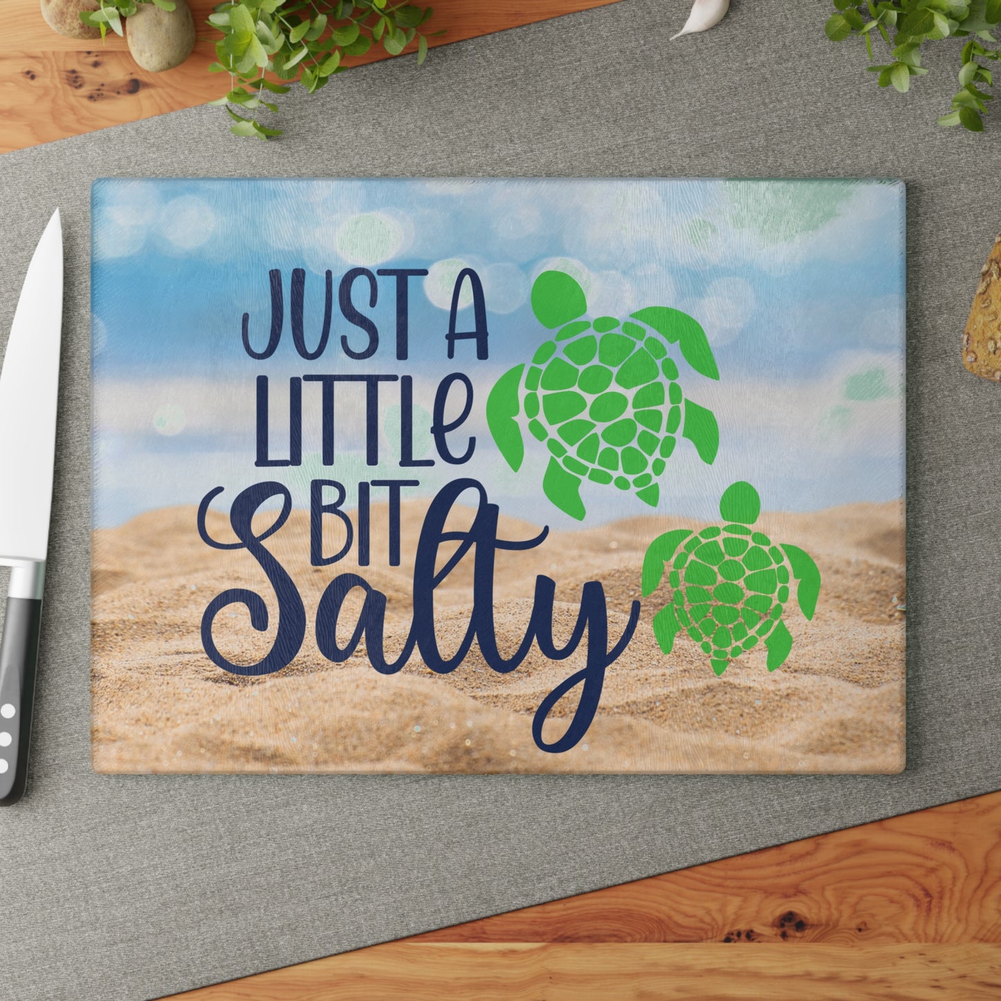 Just a Little Bit Salty Glass Cutting Board – Sea Turtle Beach Design