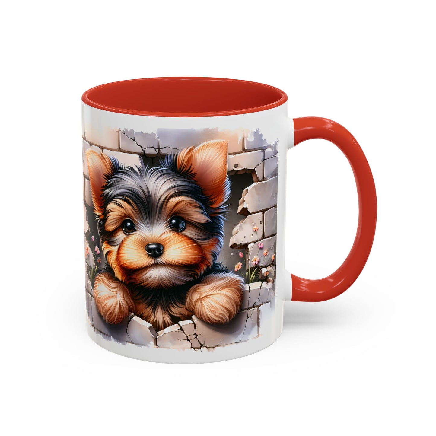 🎀🐶 Yorkie Puppy Accent Mug – Cute Peek-Through Dog Design for Animal Lovers ☕💖