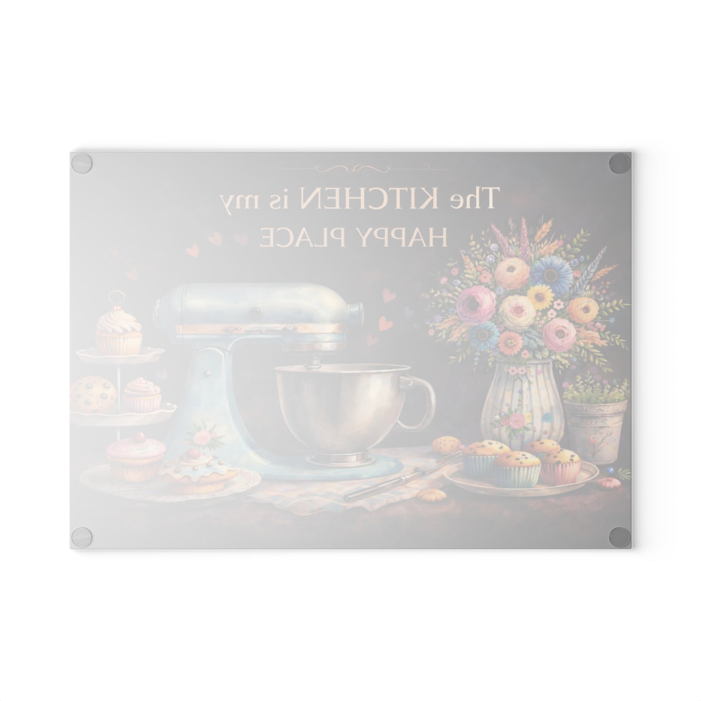 The Kitchen Is My Happy Place Glass Cutting Board – Baking Lover Kitchen Decor