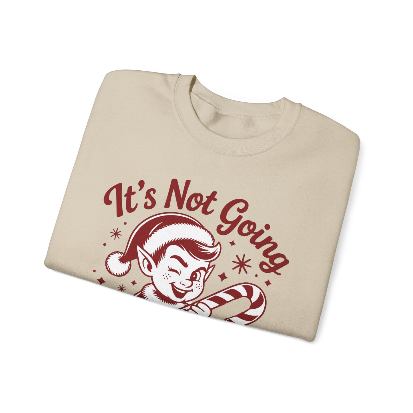 🍭😅 “It’s Not Going To Lick Itself” Men’s Funny Elf Sweatshirt – Bold Candy Cane Humor Crewneck