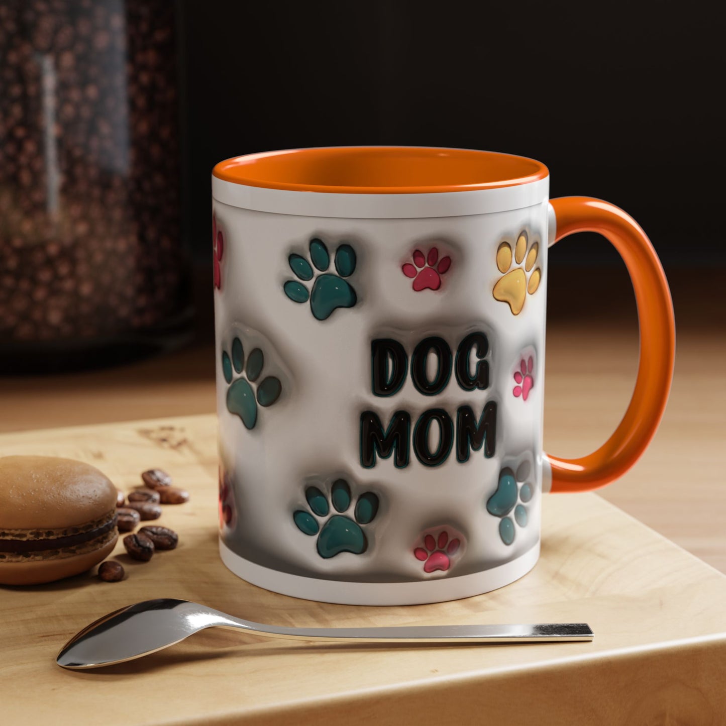 Dog Mom Accent Mug – Colorful Paw Print Cup for Proud Pet Parents