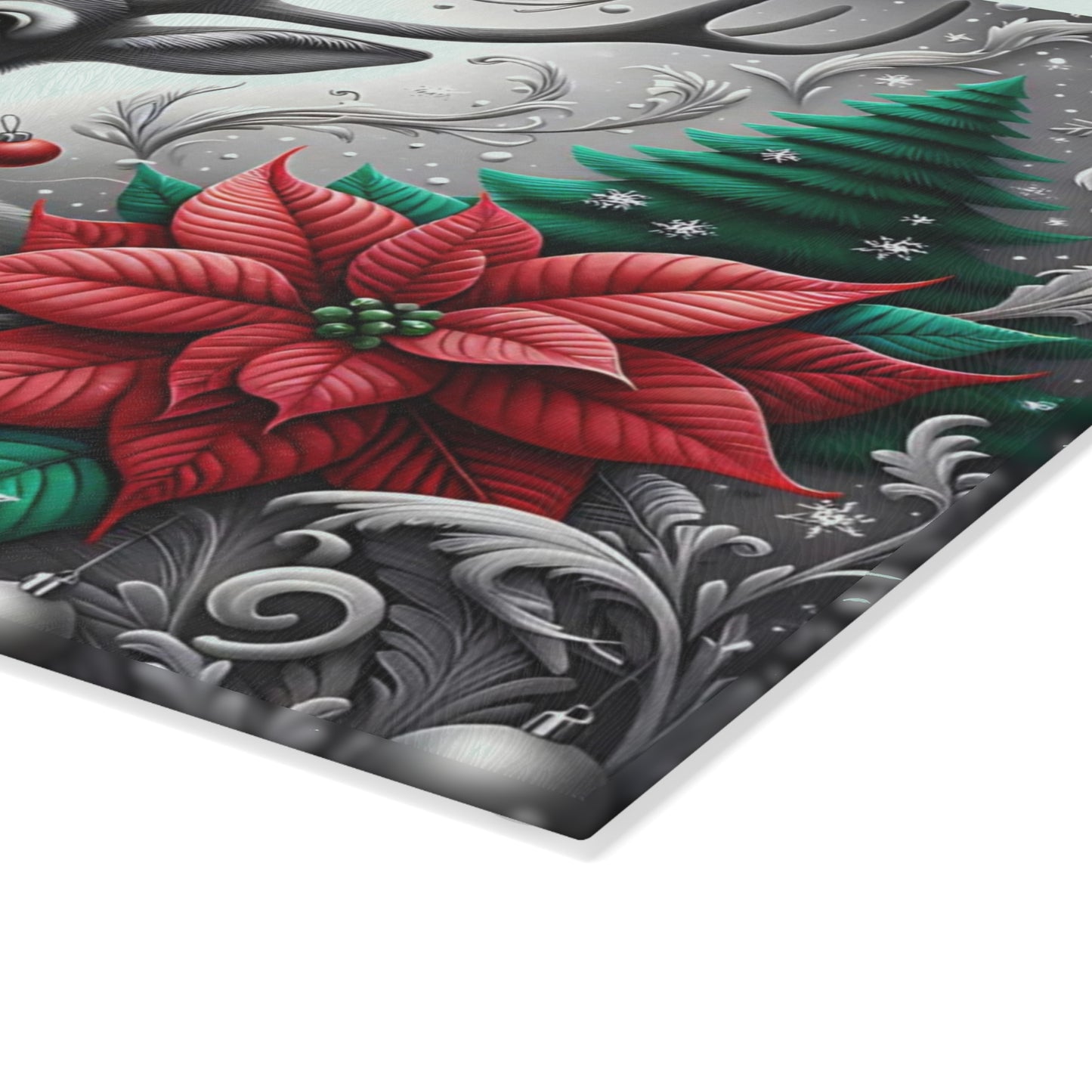 🦌❄️ “Winter Woodland Deer” Glass Cutting Board – Elegant Christmas Charm for Your Kitchen