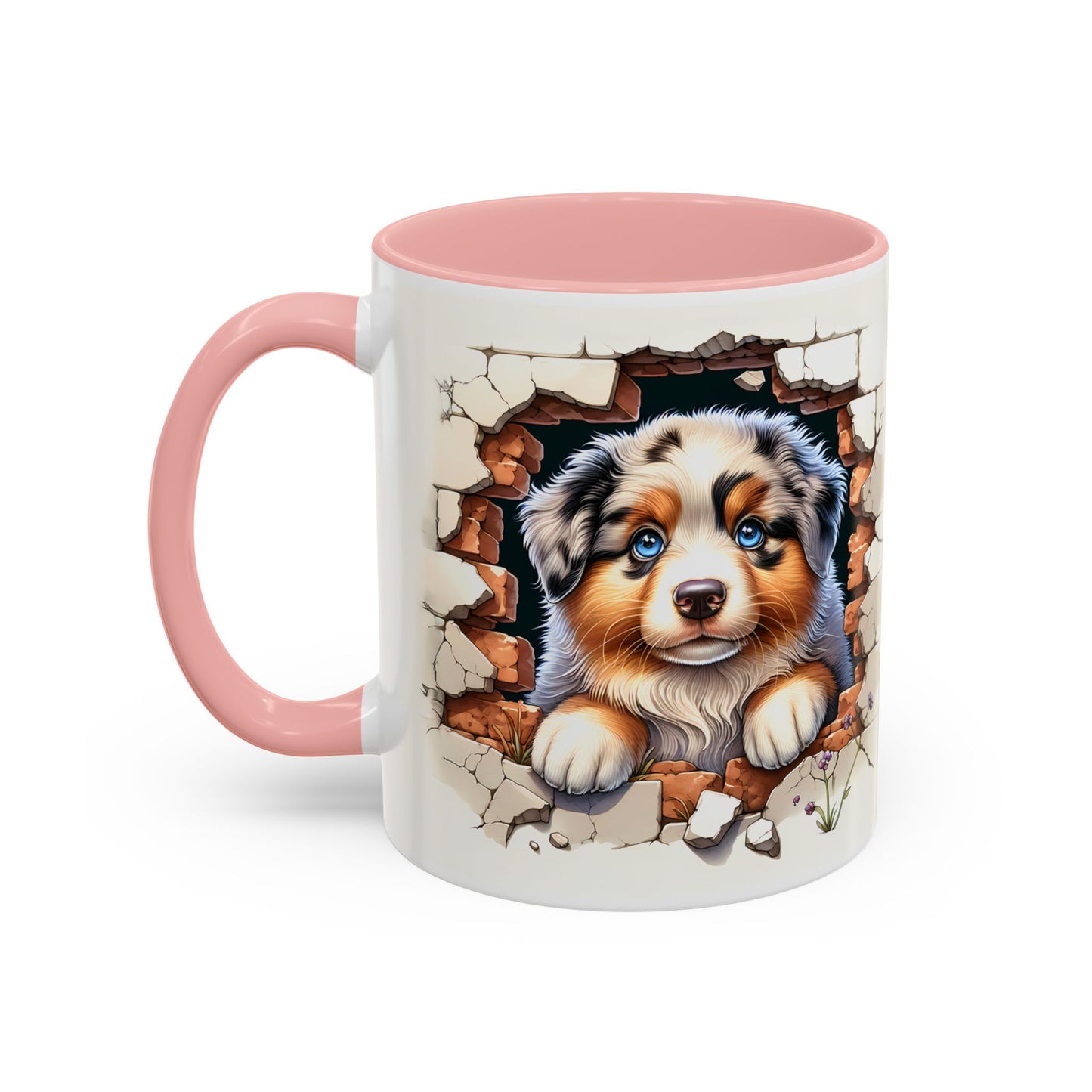 🐾☕ Australian Shepherd Puppy Peek Accent Mug – Blue-Eyed Beauty Dog Lover Gift ✨💙