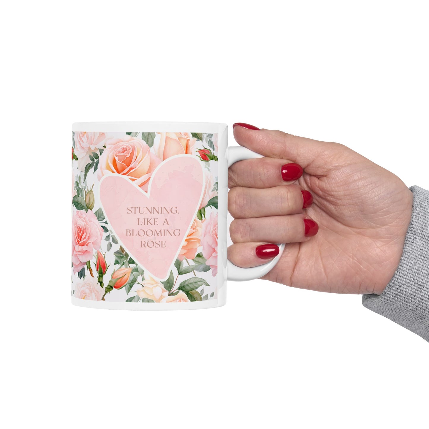 Taza de cerámica floral romántica, ideal para el Día de la Madre, regalo de cumpleaños, café matutino acogedor, regalo con temática de amor, decoración del hogar