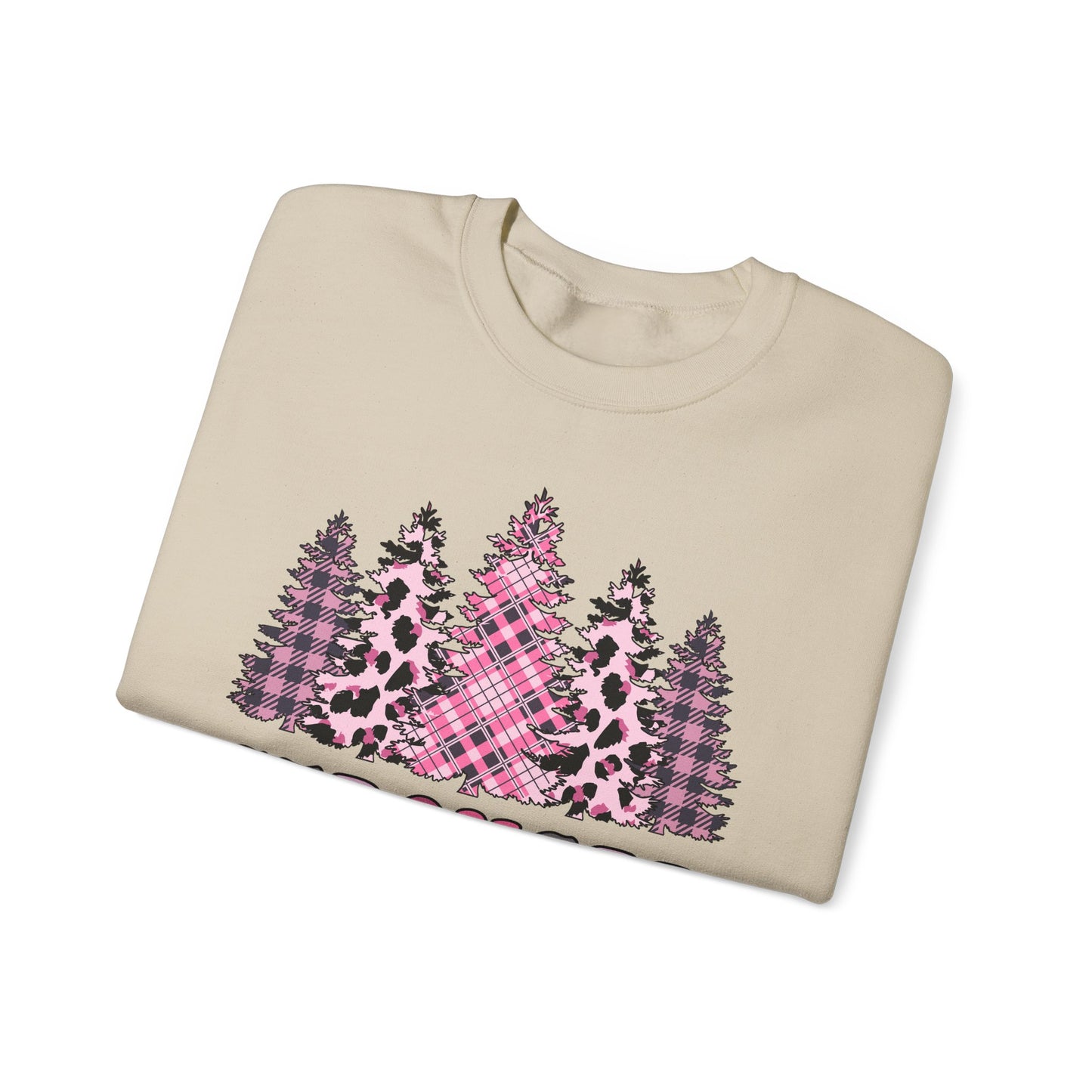 🌲💗 Stronger Than Cancer Pink Trees Sweatshirt – Breast Cancer Awareness Crewneck