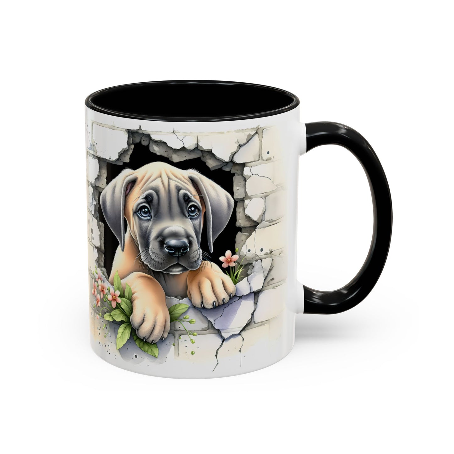 🐾 Great Dane Puppy Accent Mug – Sweet Peek-Through Puppy Design ☕💛