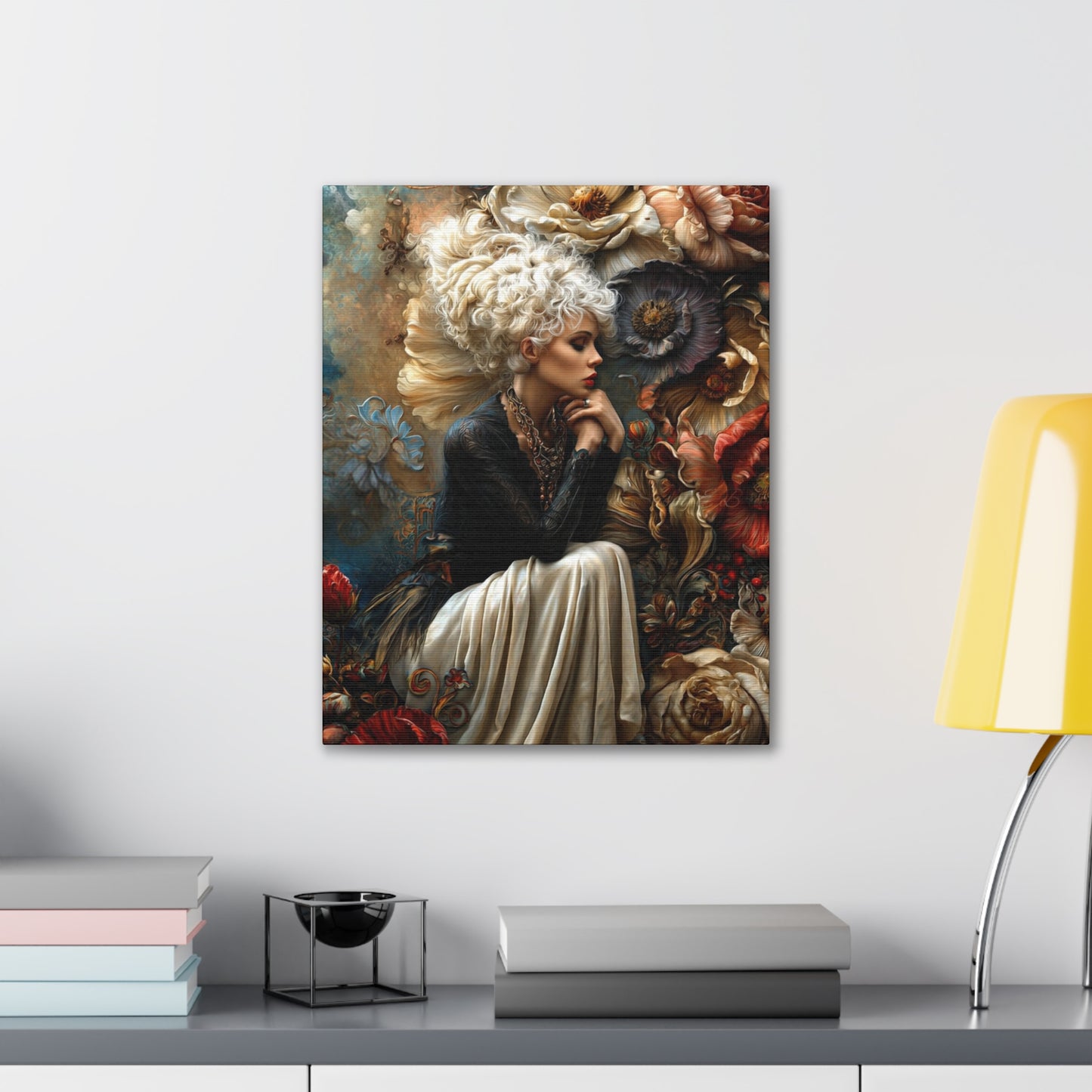 Elegant Floral Portrait Canvas – Vintage-Inspired Wall Art