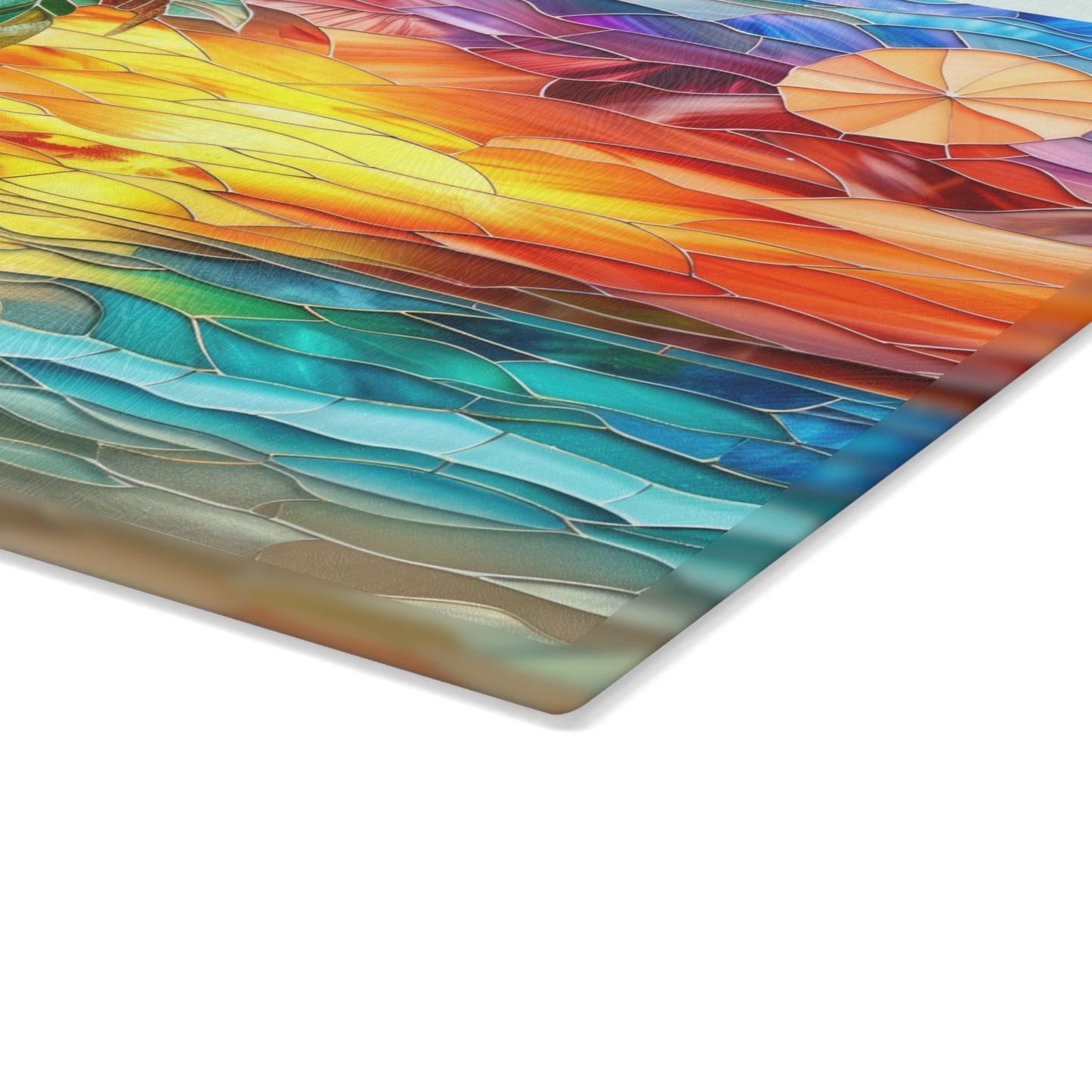 🌅🌴 Stained Glass look like Sunset Beach Cutting Board – Coastal Artistry for Your Kitchen 🌊