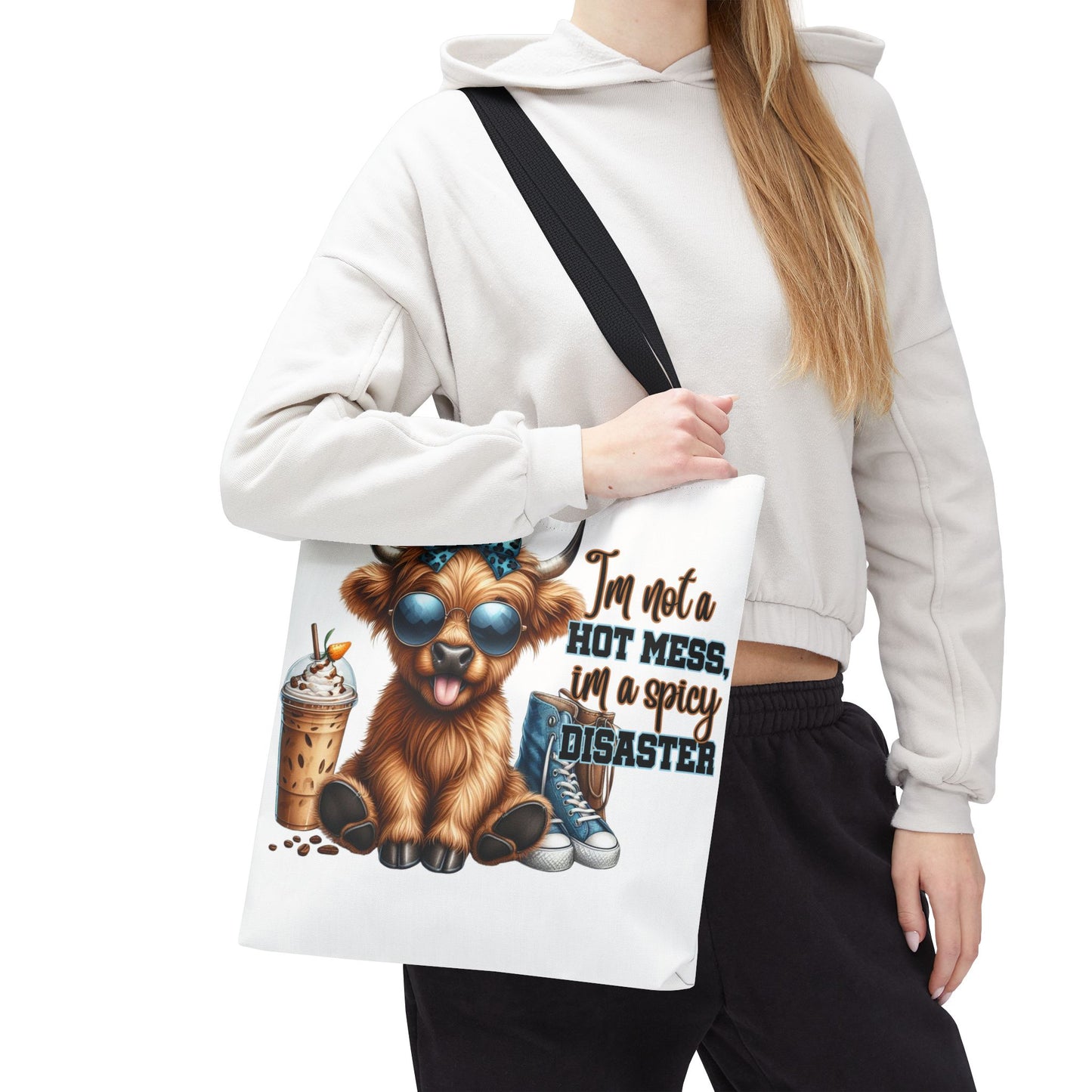 Bolsa de tela Highland Cow: «No soy un desastre picante, soy un desastre picante».