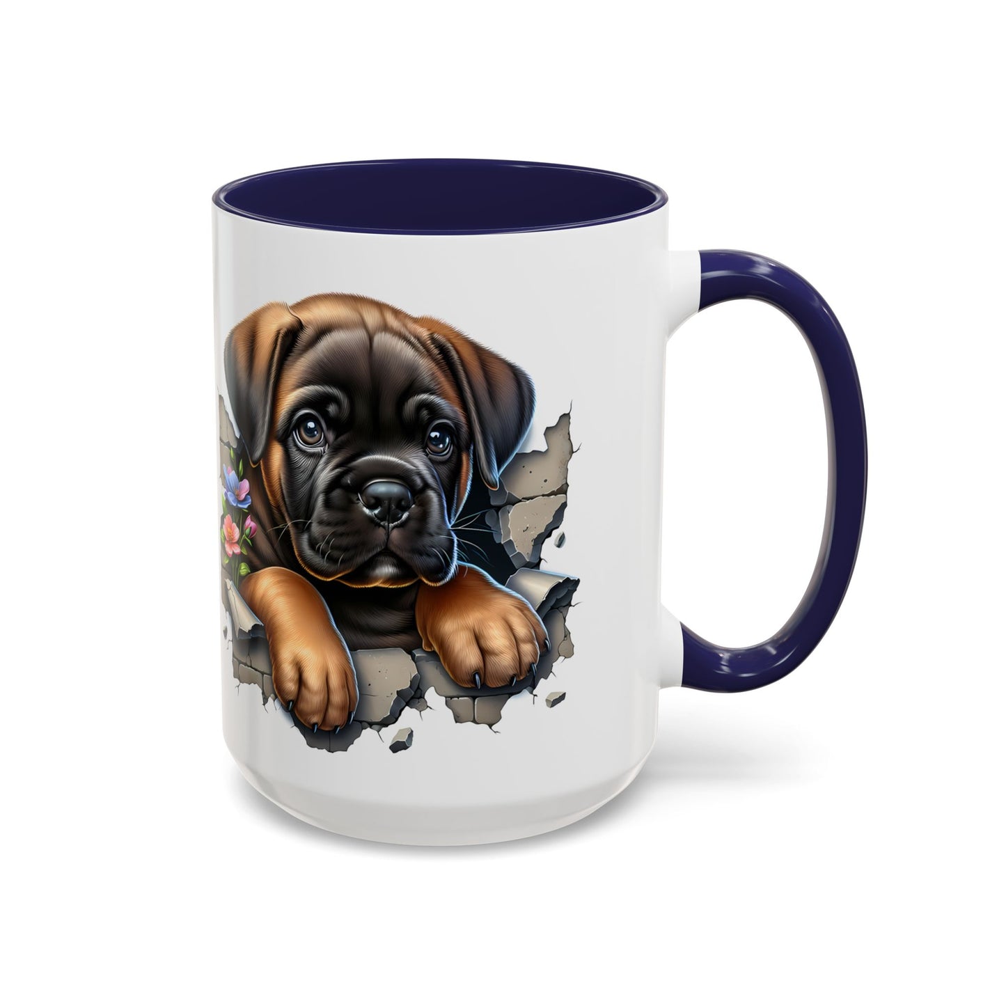 🧡 Boxer Puppy Accent Mug – Adorable Peek-Through Cup for Dog Lovers