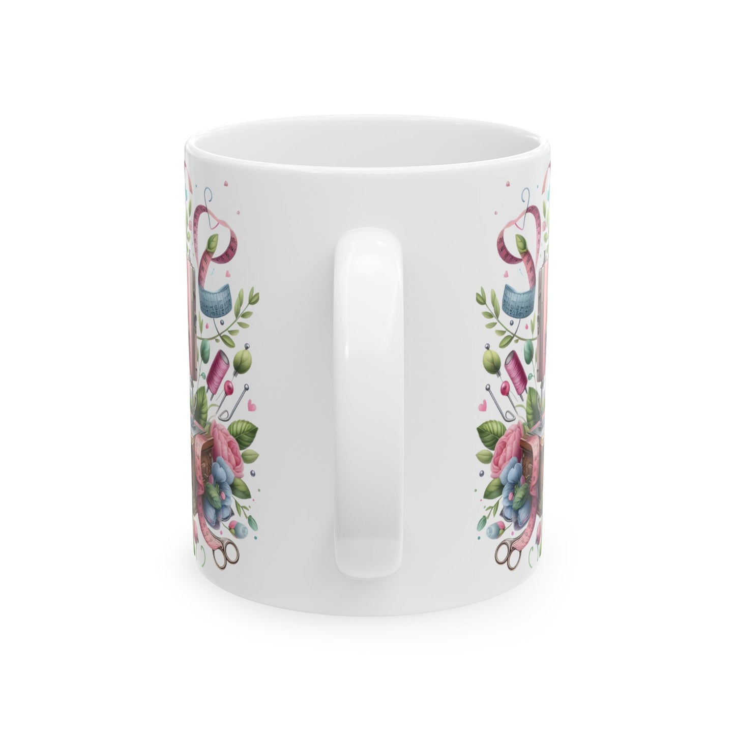 🌸🧵 Floral Sewing Machine Mug – Personalized Coffee Cup for Quilters & Crafters ✨☕