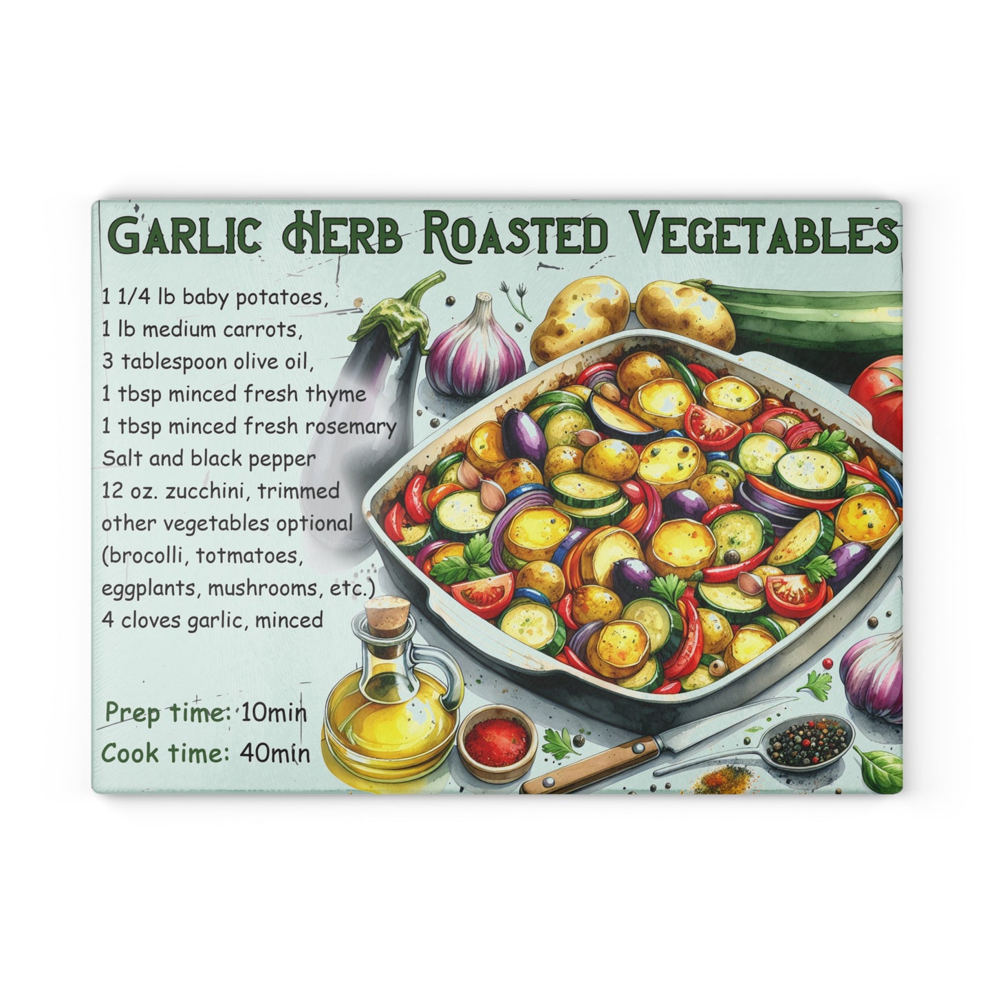 🥔🌿 Garlic Herb Roasted Vegetables Cutting Board – Flavorful Kitchen Art for Everyday Cooking 🍅