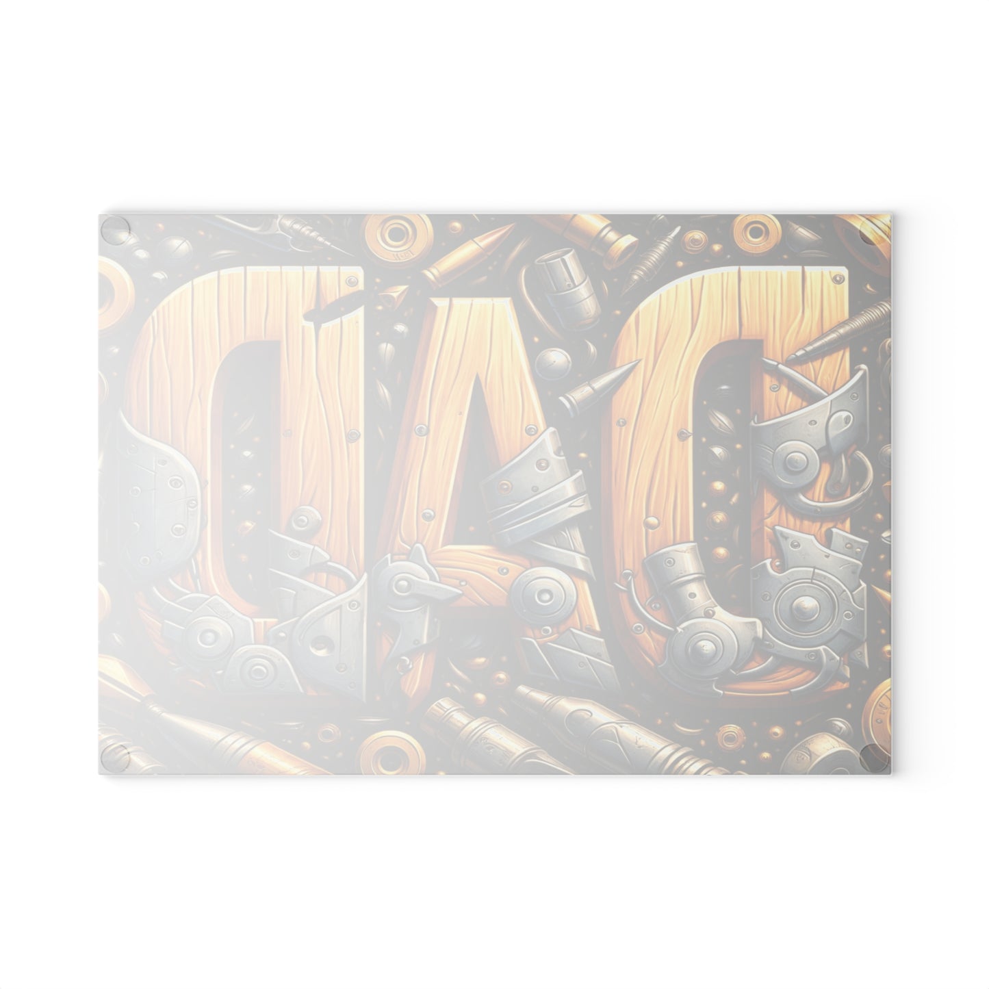Dad Workshop Tribute Glass Cutting Board – Rustic Father’s Day Tool Art