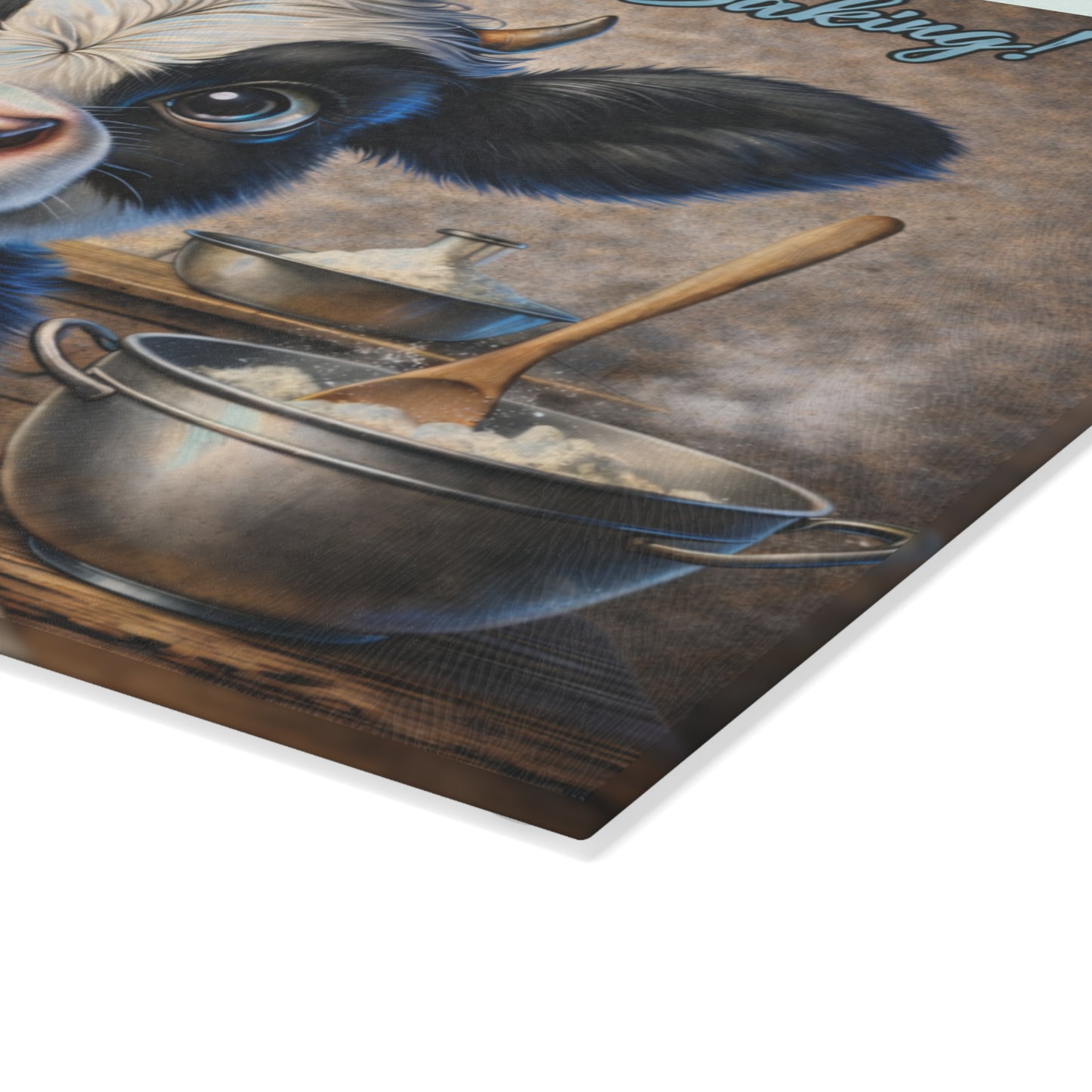 Moo-ve Over, I’m Baking! Glass Cutting Board – Whimsical Farmhouse Kitchen Decor