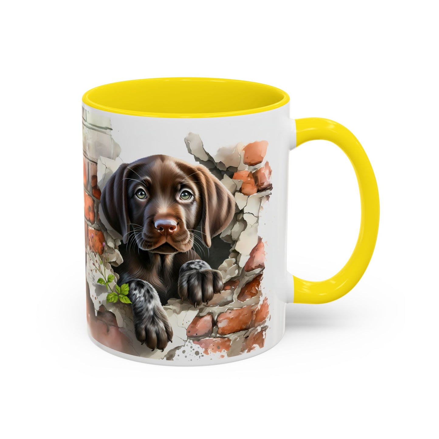 🐶🍫 Chocolate Lab Puppy Accent Mug – Sweet Brown Pup Coffee Cup ☕💛