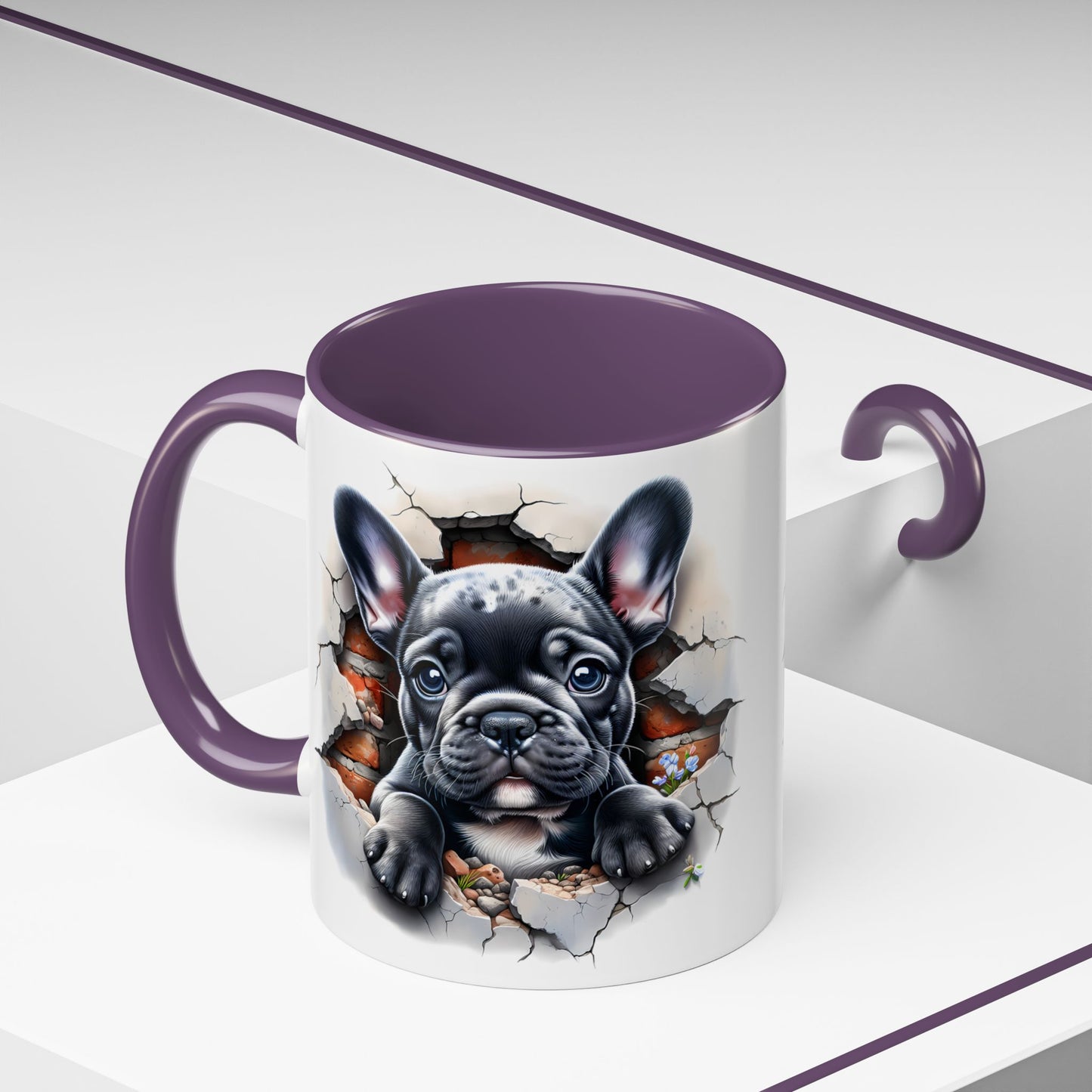 🐾🖤 Black French Bulldog Puppy Accent Mug – Cute Peek-Through Cup for Dog Lovers ☕✨