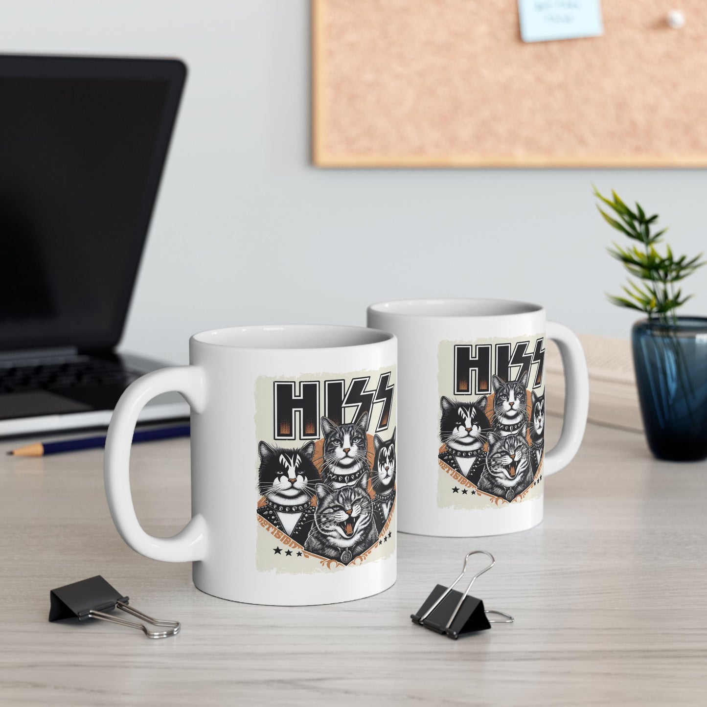 🎸🐾 "HISS" Rock Band Cat Mug – Purrfectly Loud, Proud & Hilarious 🐾🎸