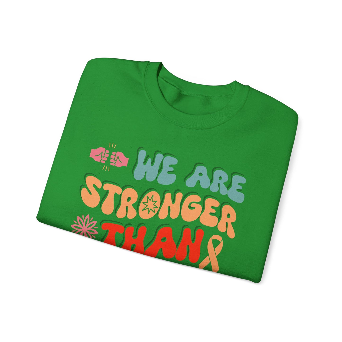 💪🌸 We Are Stronger Than Cancer Sweatshirt – Retro Breast Cancer Awareness Crewneck