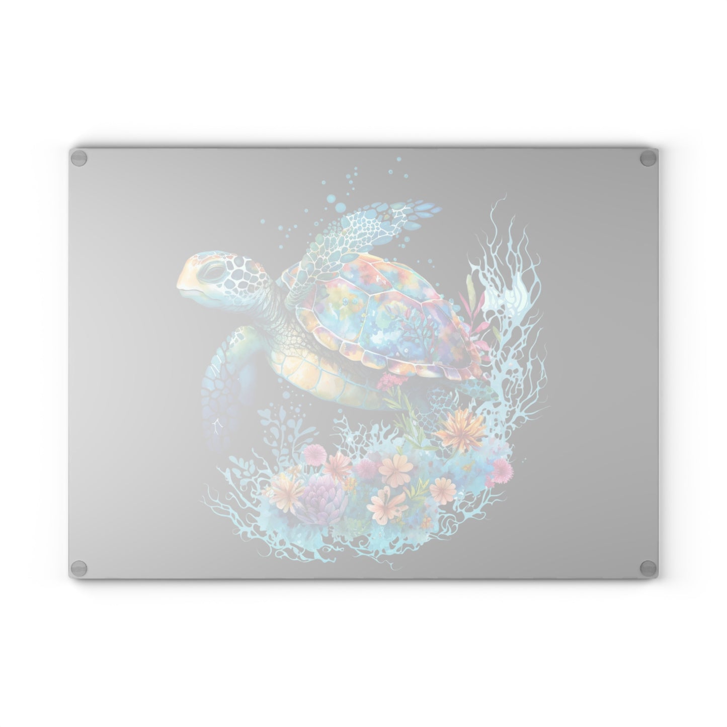 Sea Turtle Glass Cutting Board | Coastal Ocean Vibes Kitchen Decor