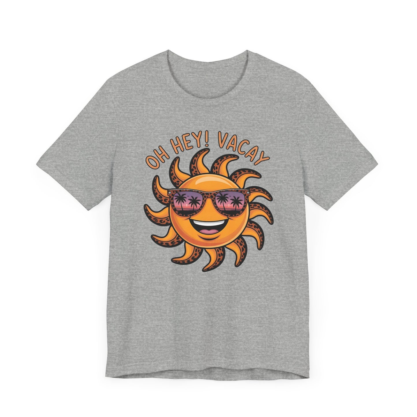 ☀️ ¡Hola! Camiseta de vacaciones – Sol sonriente con gafas de sol | Camiseta gráfica de verano para mujer