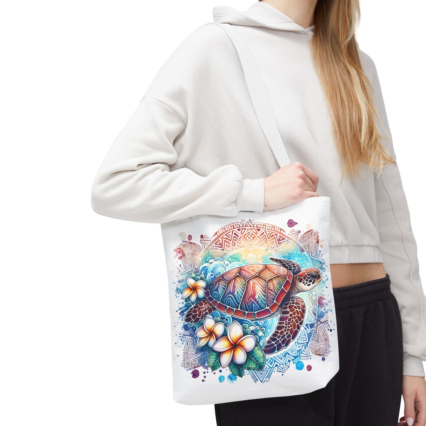 🐢 Vibrant Tribal Sea Turtle Tote Bag – Ocean Beauty Meets Island Vibes 🌊👜