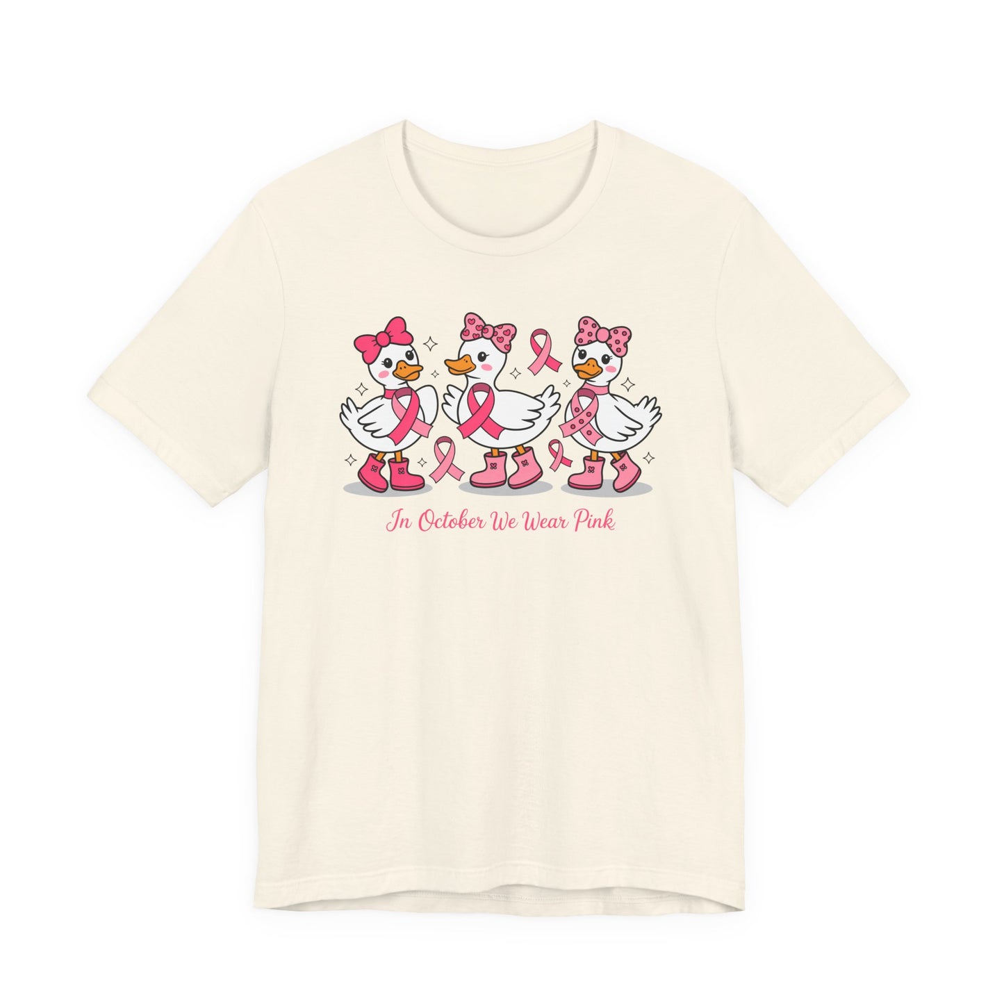 🎀🦆 In October We Wear Pink Duck T-Shirt – Cute Breast Cancer Awareness Tee 💖✨