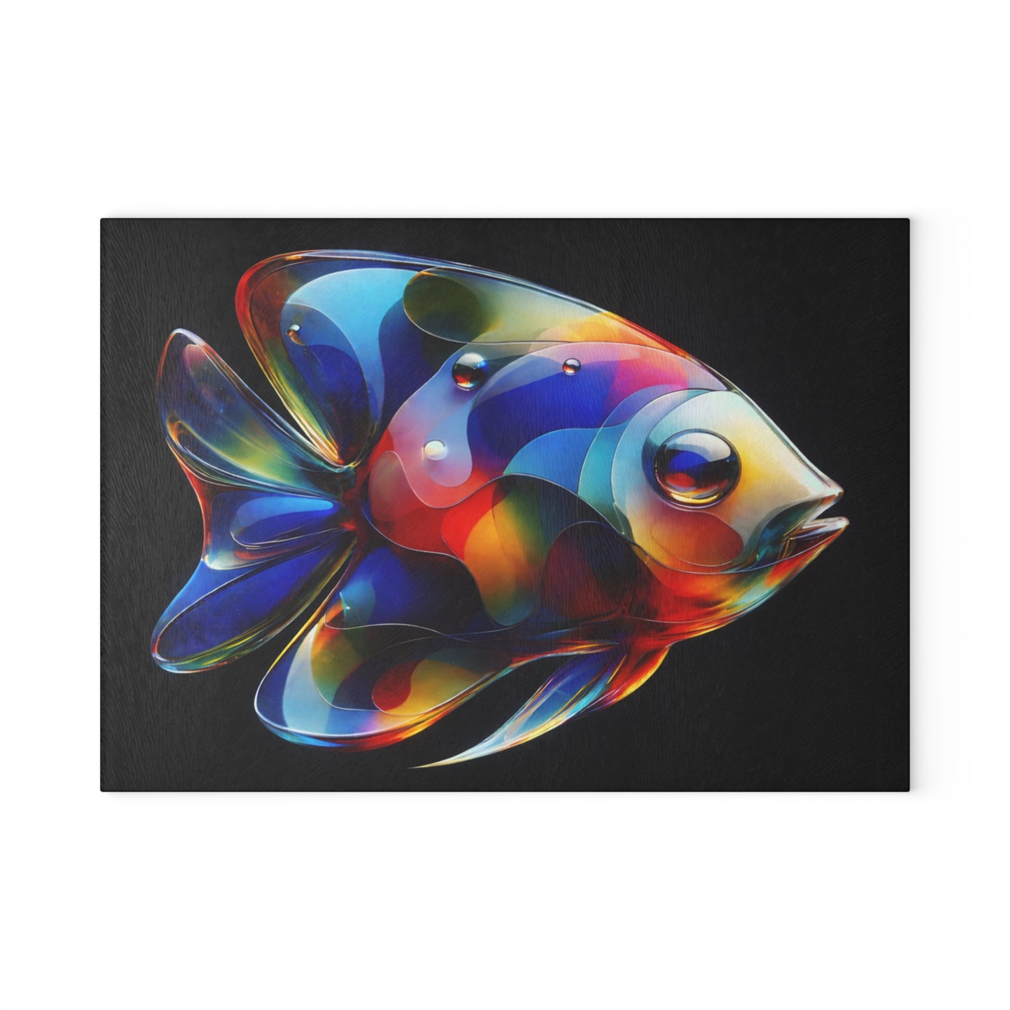 Radiant Reef Glass Cutting Board – Colorful Fish Artwork