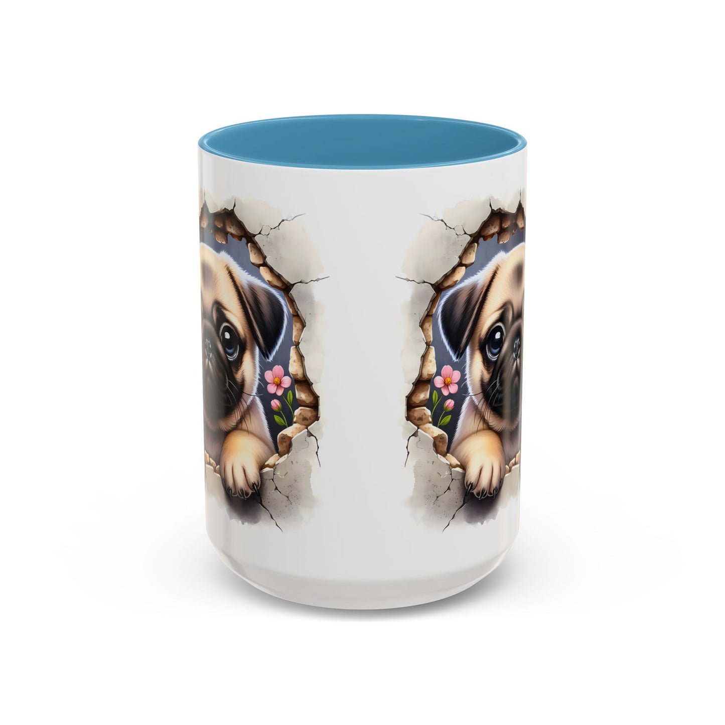 🐾💛 Pug Puppy Accent Mug – Cute Wrinkly Pug Coffee Cup ☕✨