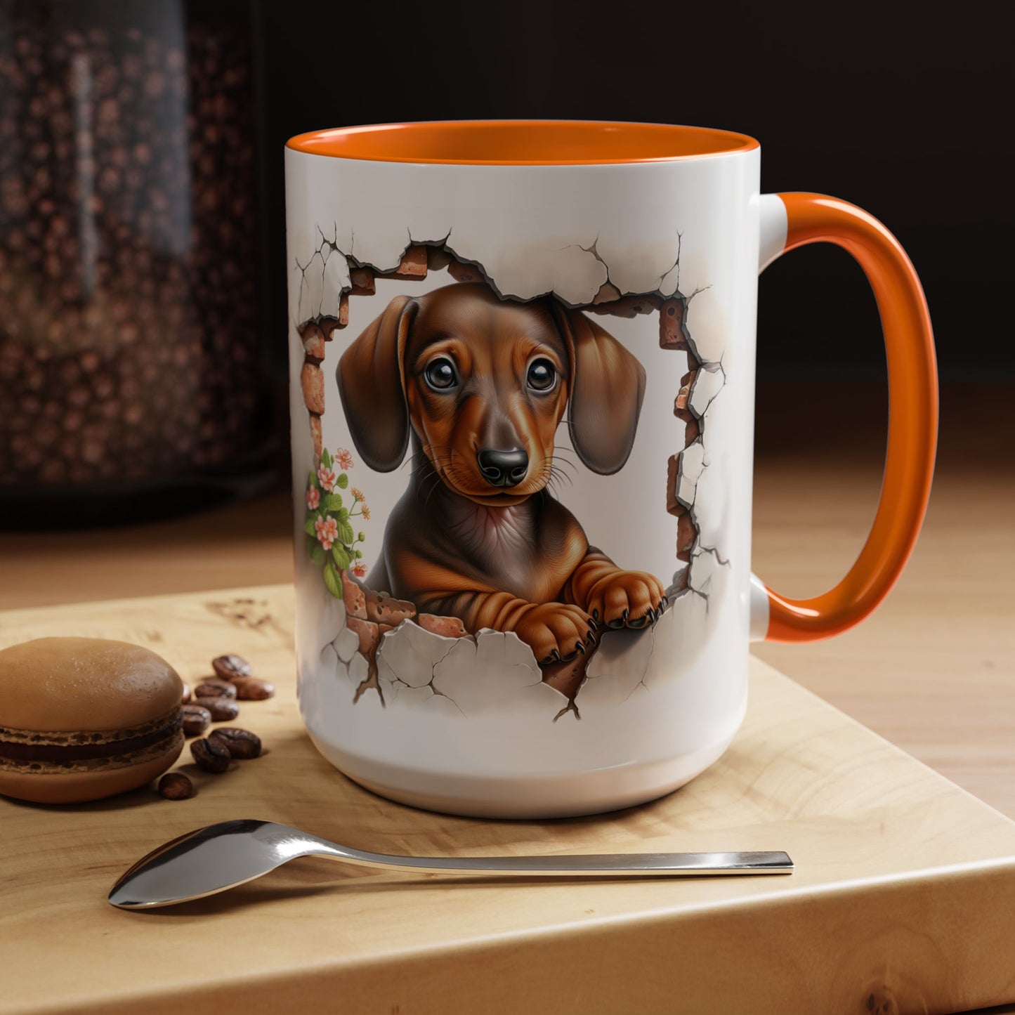 🐾🌭 Dachshund Puppy Accent Mug – Adorable Doxie Coffee Cup ☕❤️