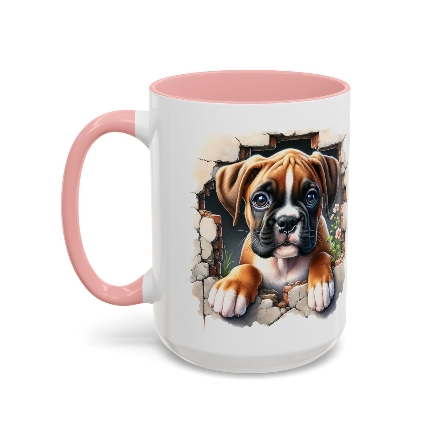 🐶☕ Boxer Puppy Peek Accent Mug – Adorable Dog Lover Gift ✨💛