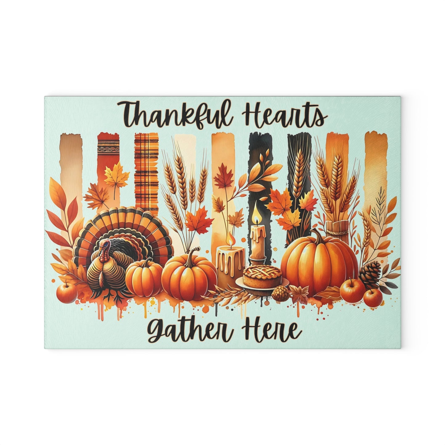 🦃🍂 Thankful Hearts Gather Here Cutting Board – Warm Autumn Charm for Your Kitchen 🕯️🥧