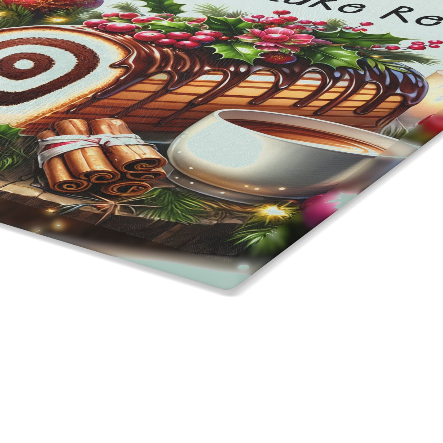 🎄🍰 Christmas Yule Log Cake Recipe Cutting Board – Festive Recipe Art for Your Holiday Kitchen