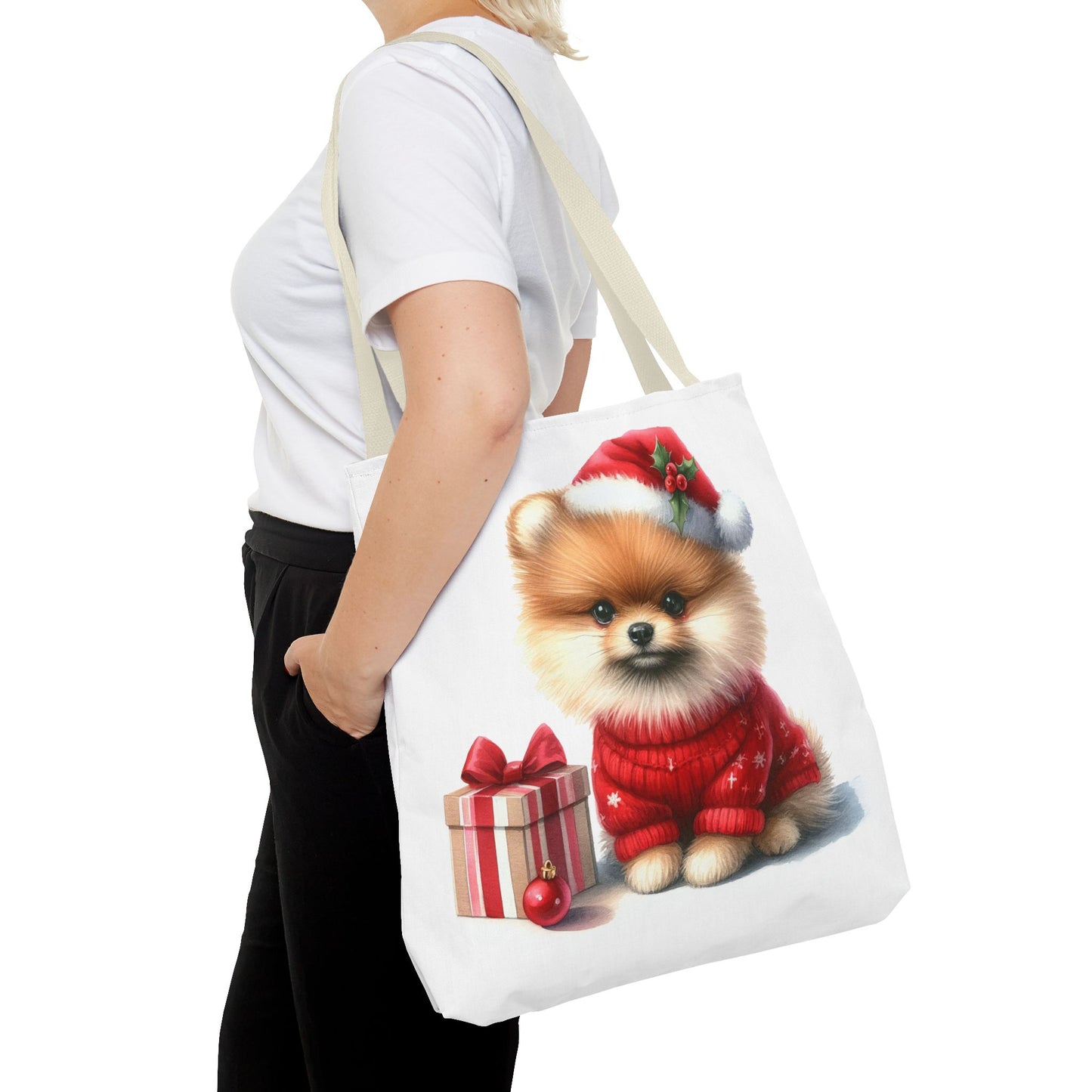 🎄 Pomeranian Christmas Tote Bag – Cozy Fluff & Festive Cheer 🎁🐾