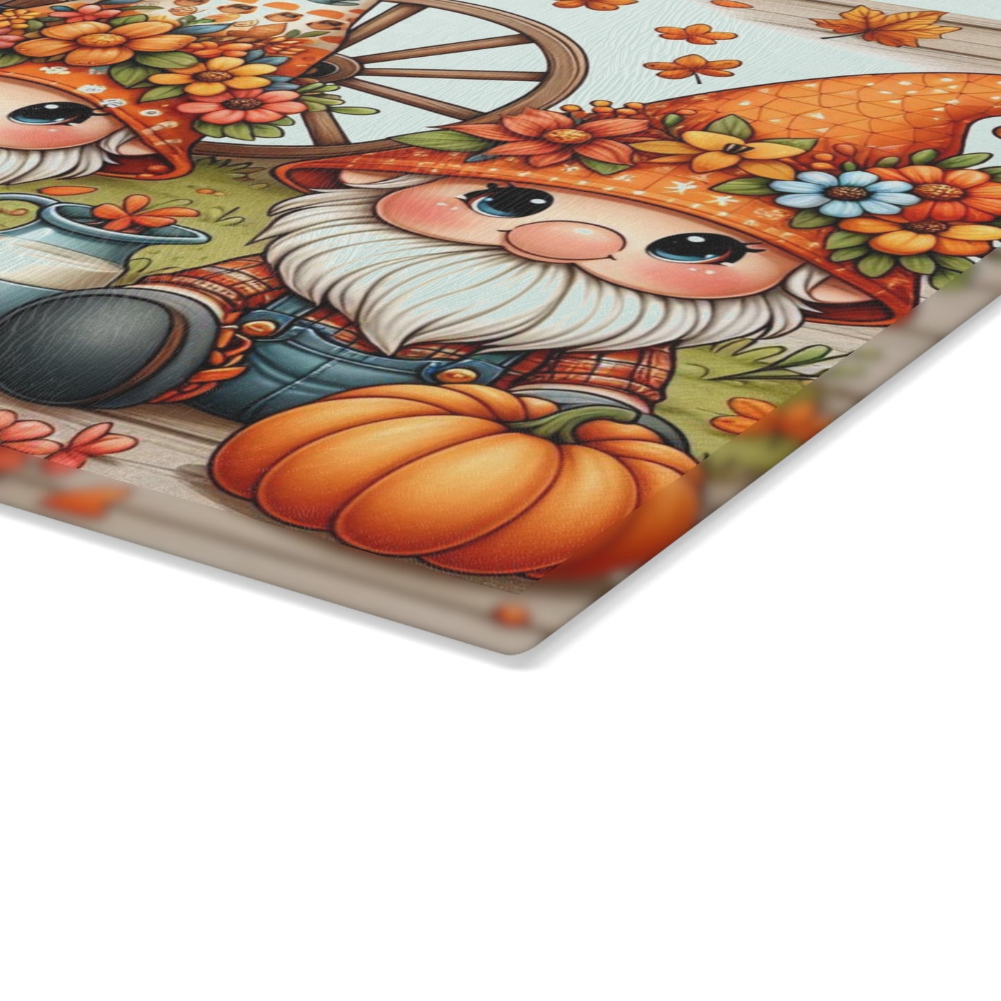🍂 Autumn Gnome Trio Cutting Board – Whimsical Harvest Charm for Your Kitchen