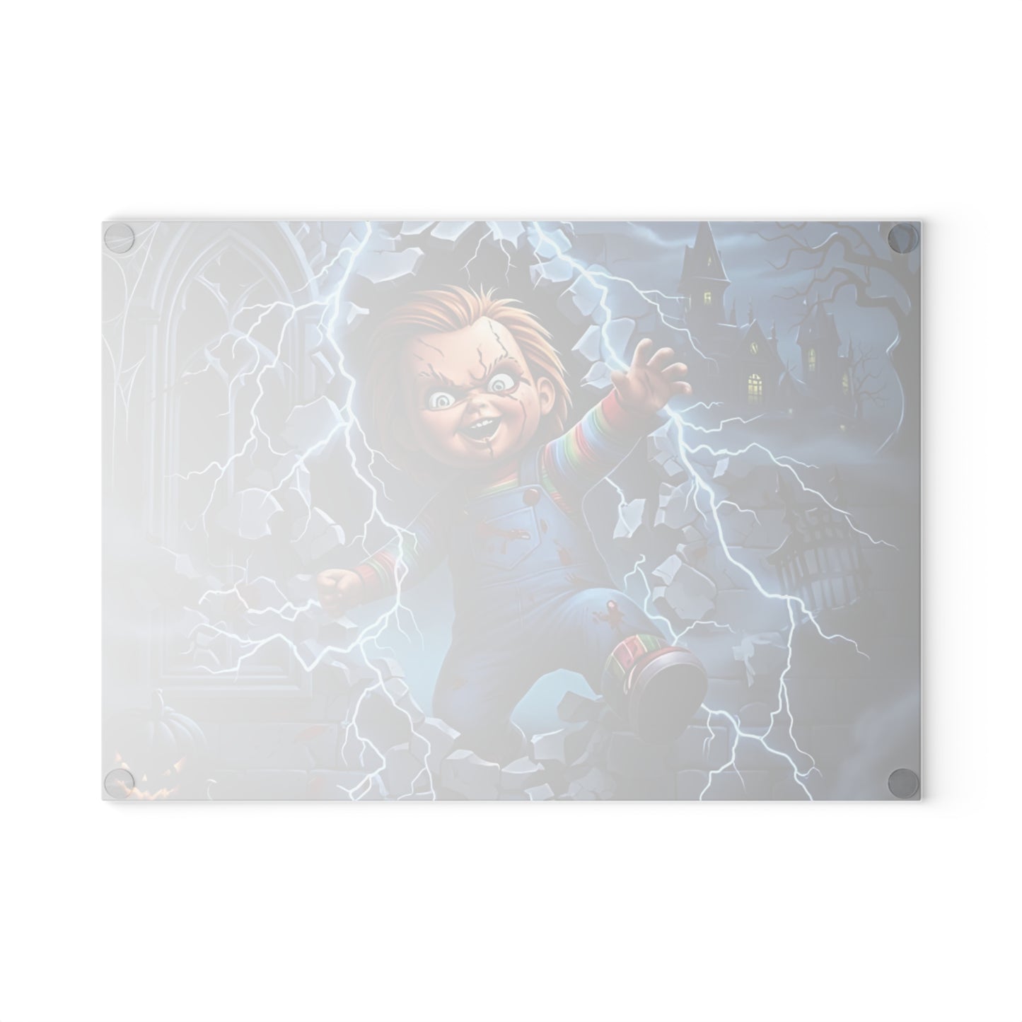 ⚡ Creepy Doll Breakthrough Cutting Board – Electric Halloween Mayhem with Haunted Gothic Vibes 💀🎃