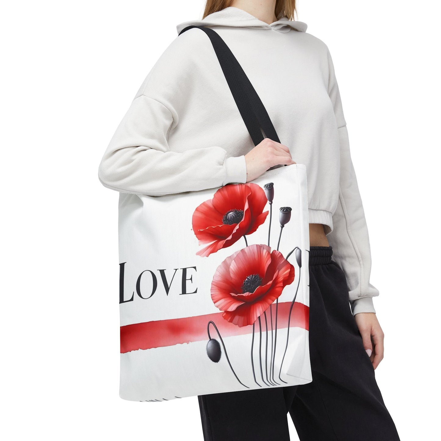 ❤️ Bolso Tote Floral Rojo “Love” – Atrevido, Hermoso y Lleno de Corazón