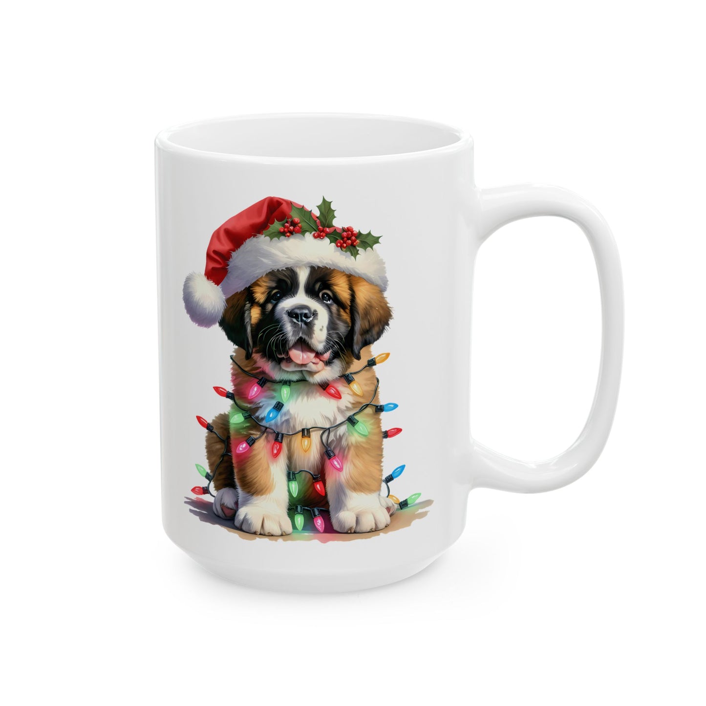 🎄 Saint Bernard Christmas Lights Mug – Festive Cheer with a Fluffy Twist 🐶