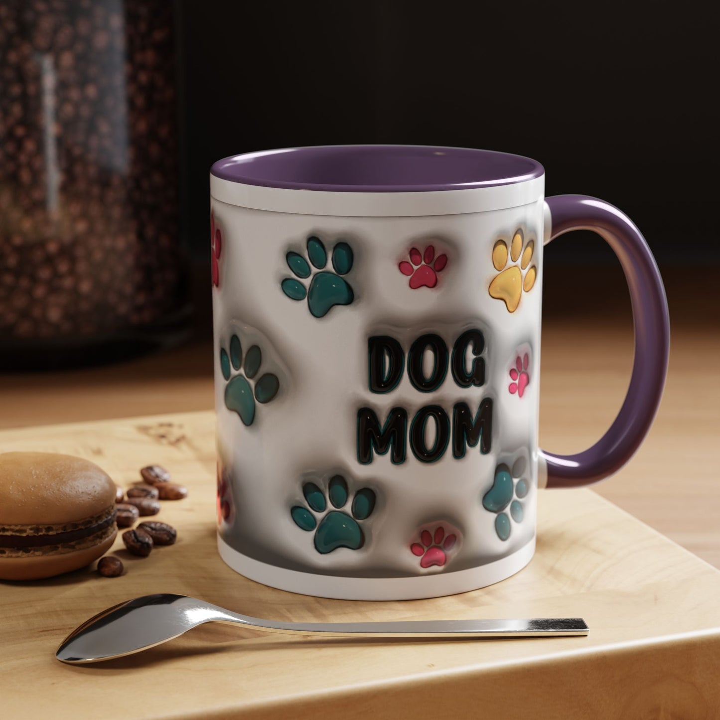 Dog Mom Accent Mug – Colorful Paw Print Cup for Proud Pet Parents