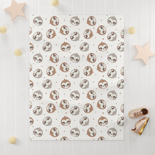 Cozy Cream Sloth Faces Baby Blanket – Ultra-Soft Fleece 30″×40″ | Neutral Nursery Sweet