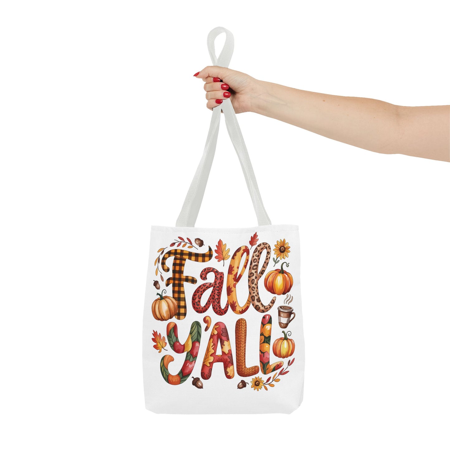 🎃 Fall Y’all Tote Bag – Bold Prints, Cozy Coffee & Pumpkin Cheer 🍂