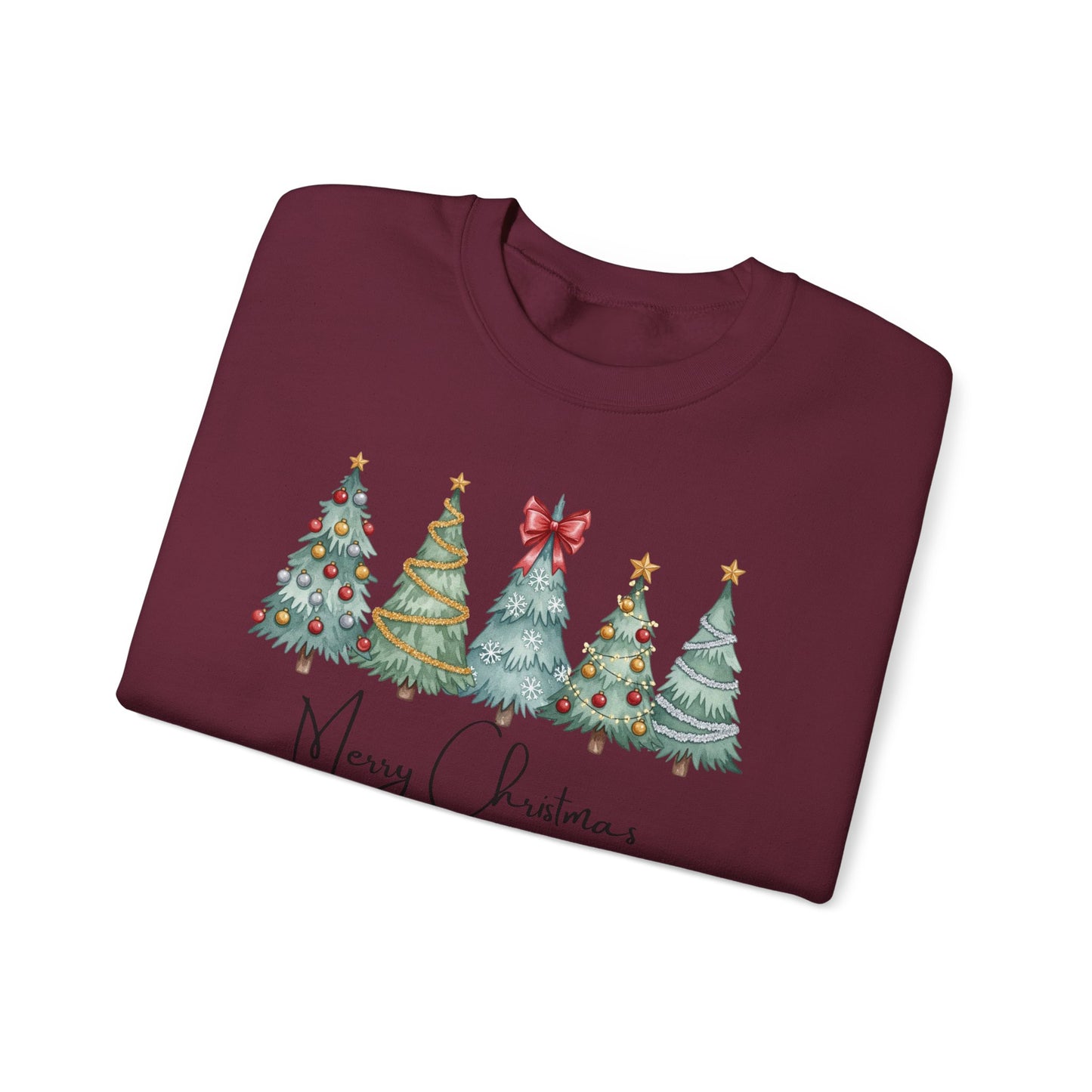 🎄✨ Merry Christmas Trees Sweatshirt – Bold Patterns & Festive Cheer