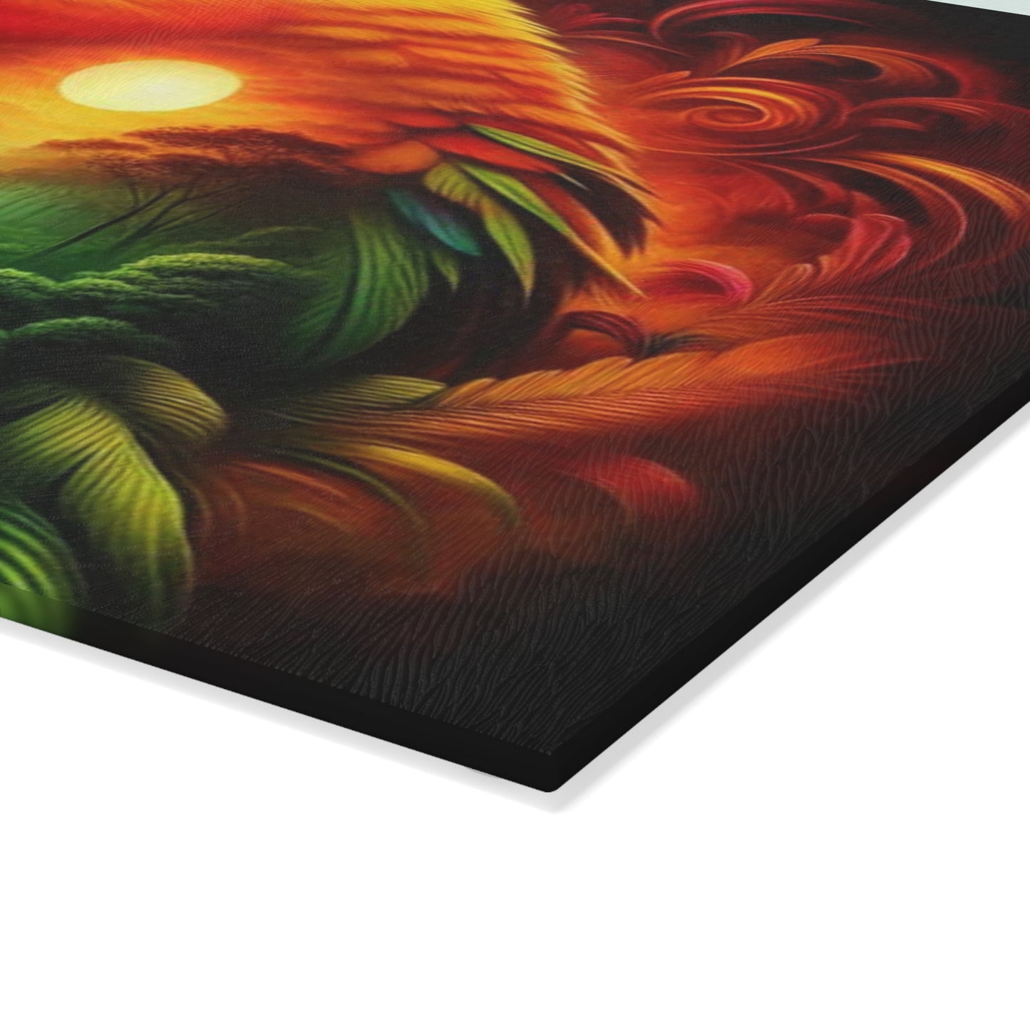 🦜🌈 Tropical Parrot Sunset Cutting Board – Vibrant Color & Warm Jungle Glow for Your Kitchen