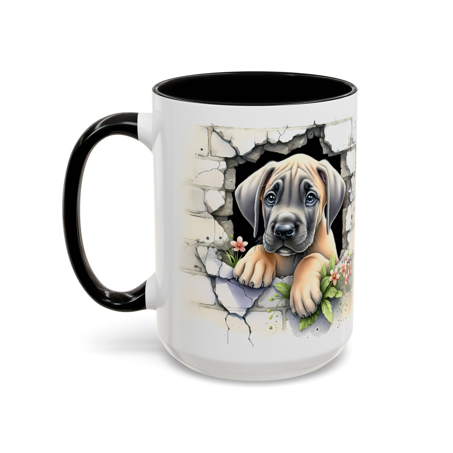🐾 Great Dane Puppy Accent Mug – Sweet Peek-Through Puppy Design ☕💛
