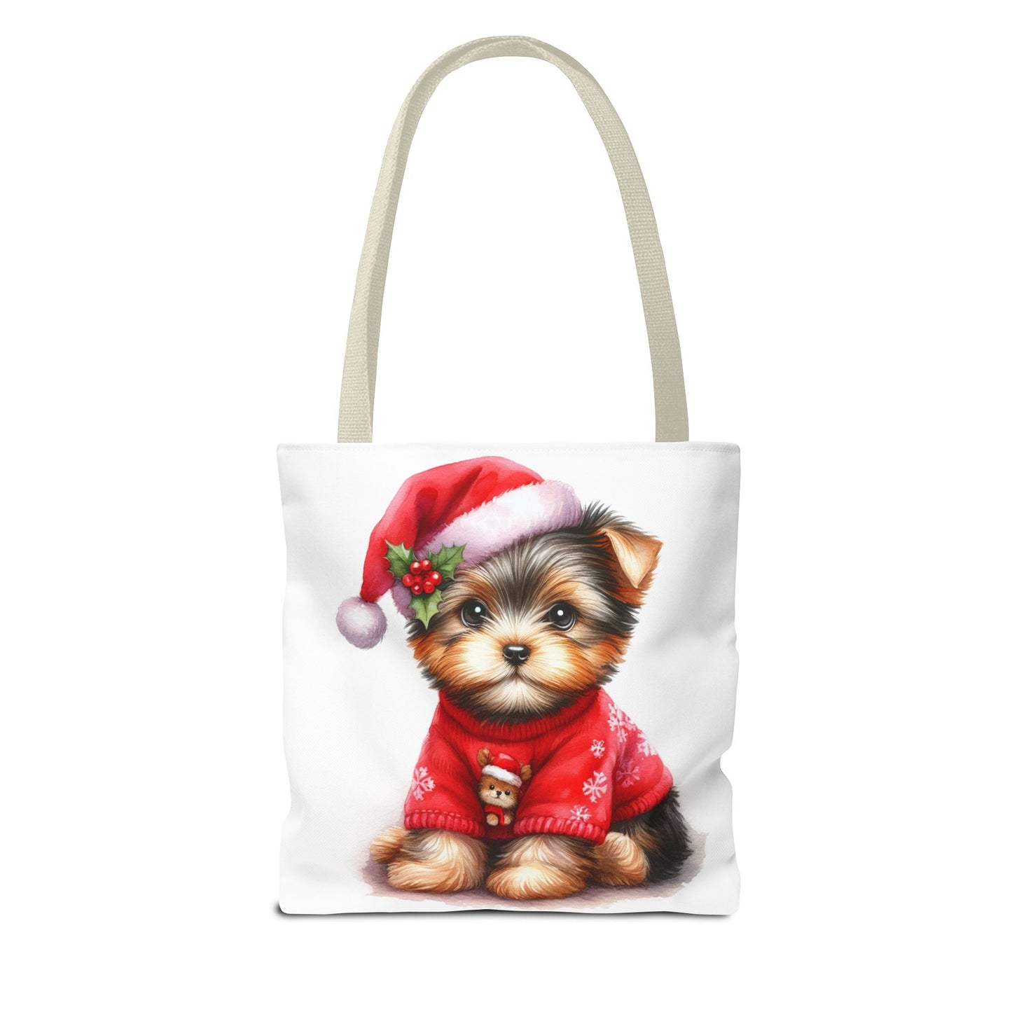 🎄 Santa Yorkie Christmas Tote Bag – Holiday Cheer in Every Stitch 🐾