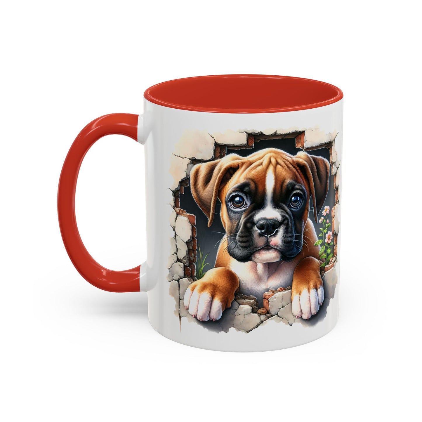 🐶☕ Boxer Puppy Peek Accent Mug – Adorable Dog Lover Gift ✨💛