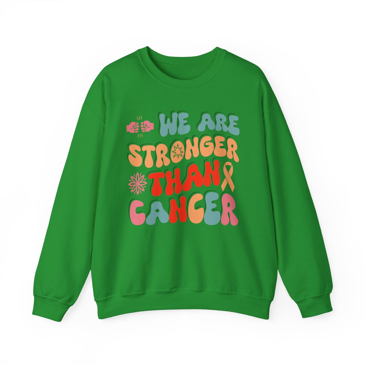 💪🌸 We Are Stronger Than Cancer Sweatshirt – Retro Breast Cancer Awareness Crewneck