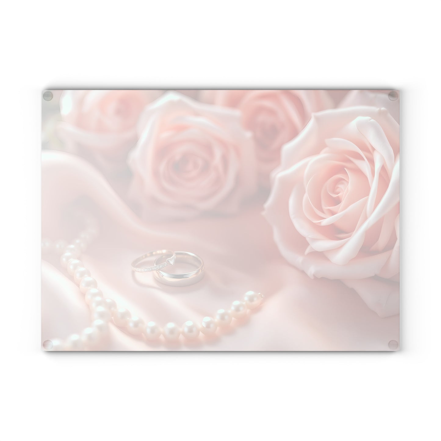 💍 Elegant Wedding Rings Cutting Board – Romance, Roses & Timeless Charm